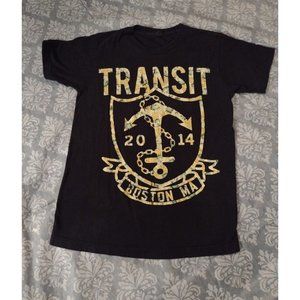 Womens Pineapple Black Yellow 2014 Transit Boston MA Short Sleeve Small T Shirt